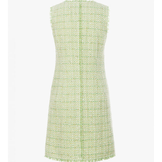 Young Ideas/Henmores - Boucle Raw Hem V Neck Short Dress - 554 Menta Green - 8