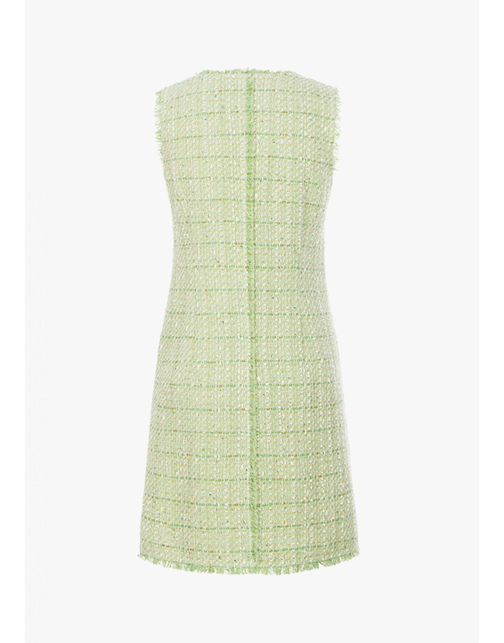 Young Ideas/Henmores - Boucle Raw Hem V Neck Short Dress - 554 Menta Green - 8