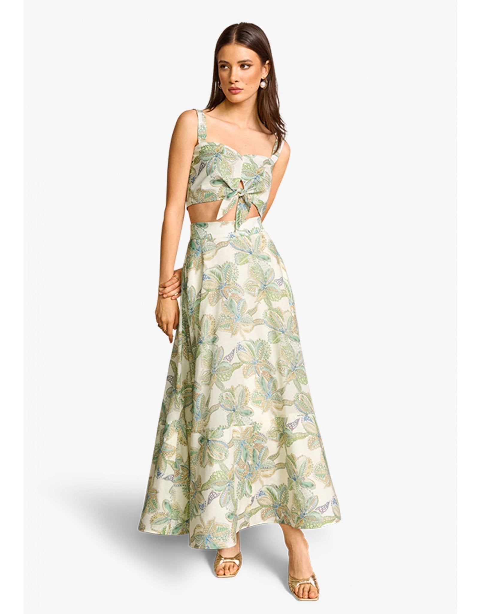 Young Ideas/Henmores - Cactus Print Midi Skirt - 568 Cactus Patterned - 8