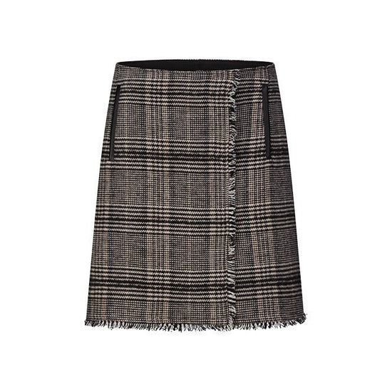 Young Ideas & Henmores -Check Fringe Detail Skirt -960 Coal -8