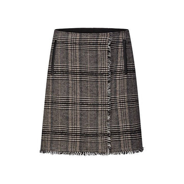 Young Ideas & Henmores -Check Fringe Detail Skirt -960 Coal -8