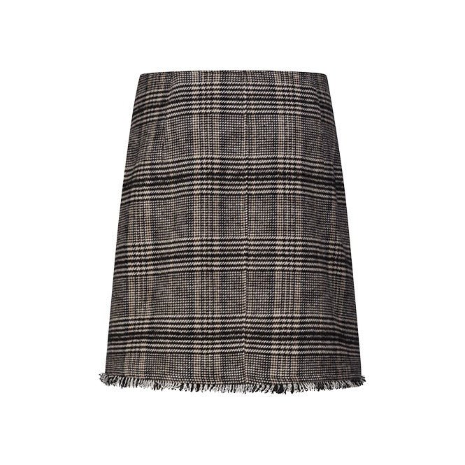 Young Ideas & Henmores -Check Fringe Detail Skirt -960 Coal -8