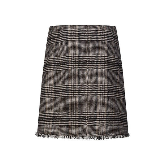Young Ideas & Henmores -Check Fringe Detail Skirt -960 Coal -8