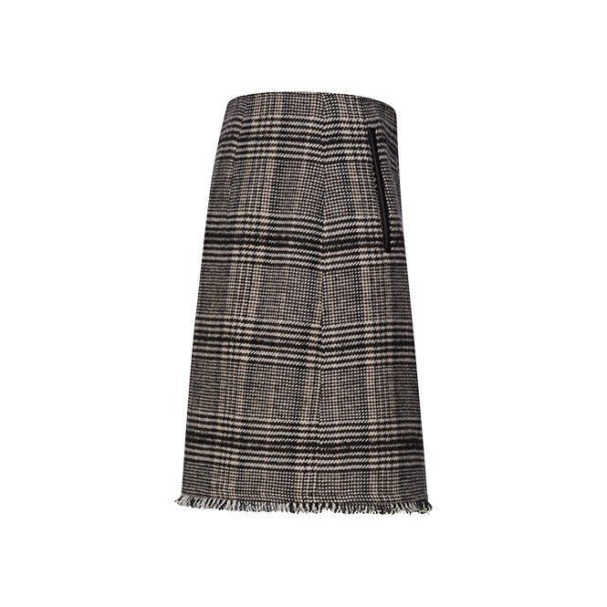 Young Ideas & Henmores -Check Fringe Detail Skirt -960 Coal -8