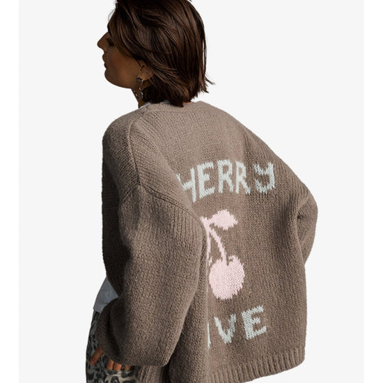 Young Ideas/Henmores - Cherry Love Oversized Knitted Cardigan - 578 Tundra Brown - XS