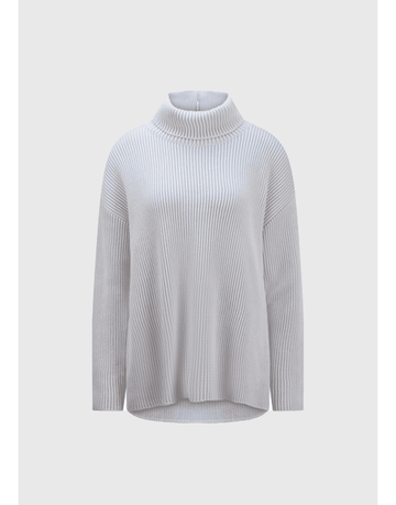 Young Ideas/Henmores - Contrast Rib Roll Neck Jumper - 457 White/Grey - 8