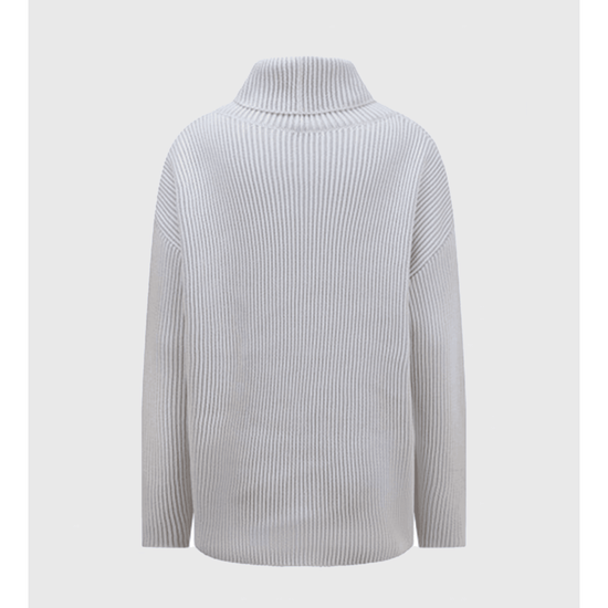 Young Ideas/Henmores - Contrast Rib Roll Neck Jumper - 457 White/Grey - 8