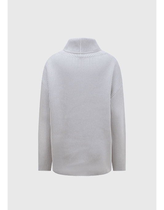 Young Ideas/Henmores - Contrast Rib Roll Neck Jumper - 457 White/Grey - 8