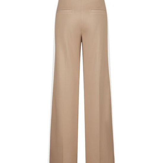 Young Ideas & Henmores -Contrast Stripe Jersey Wide Leg Trouser -870 Chai/White -8