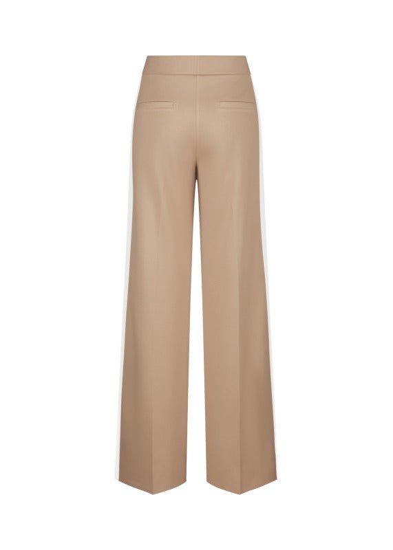 Young Ideas & Henmores -Contrast Stripe Jersey Wide Leg Trouser -870 Chai/White -8