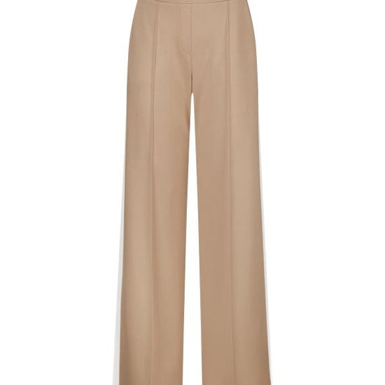 Young Ideas & Henmores -Contrast Stripe Jersey Wide Leg Trouser -870 Chai/White -8