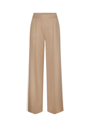 Young Ideas & Henmores -Contrast Stripe Jersey Wide Leg Trouser -870 Chai/White -8