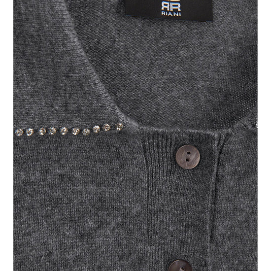 Young Ideas/Henmores - Diamante Collar Detail Knitted Polo - 933 Grey - S