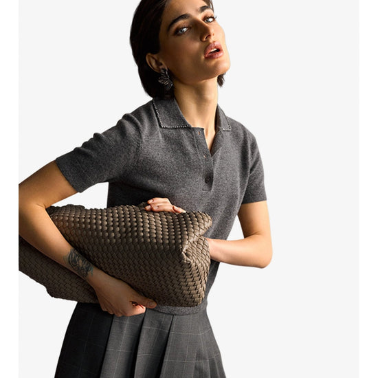 Young Ideas/Henmores - Diamante Collar Detail Knitted Polo - 933 Grey - S