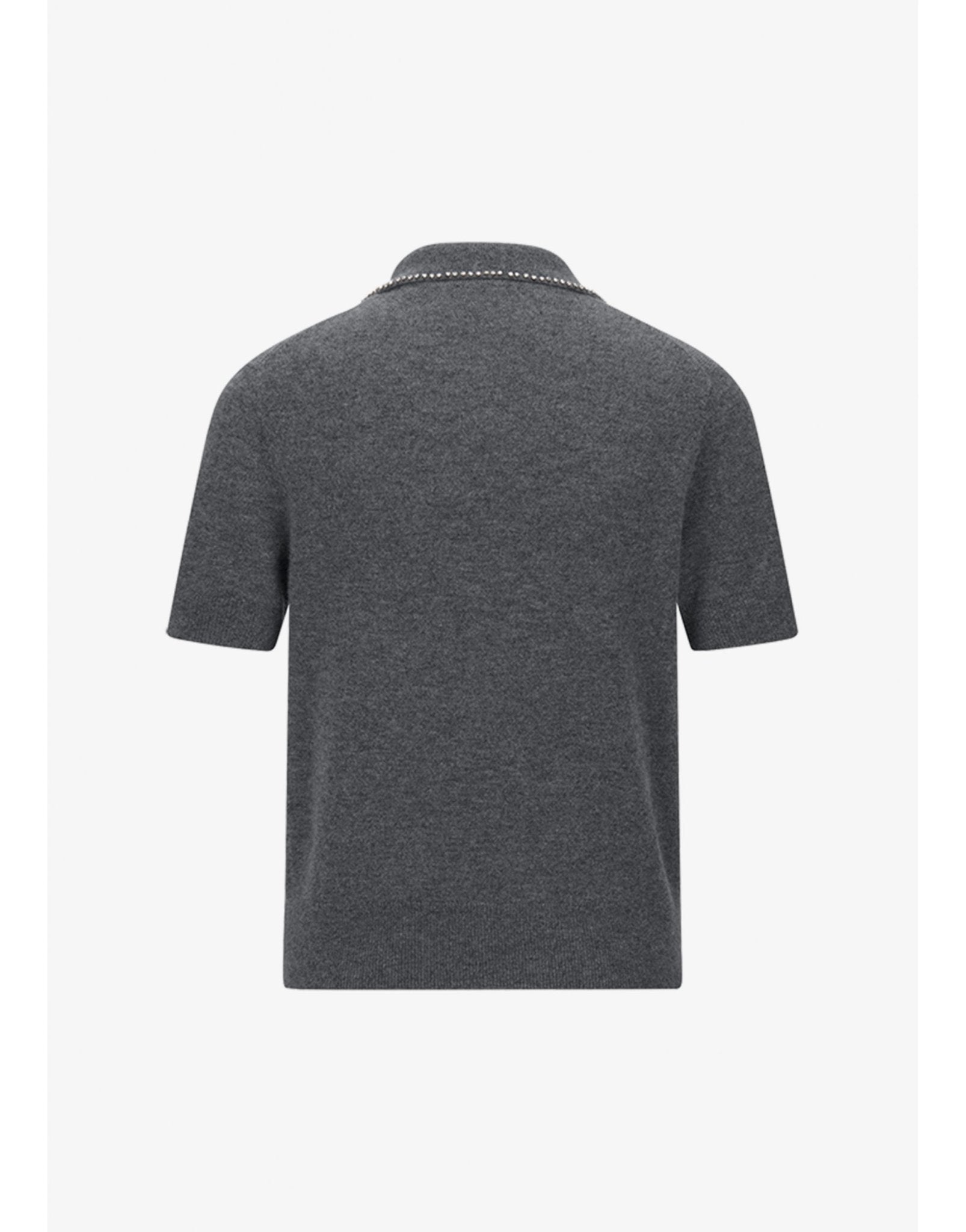 Young Ideas/Henmores - Diamante Collar Detail Knitted Polo - 933 Grey - S