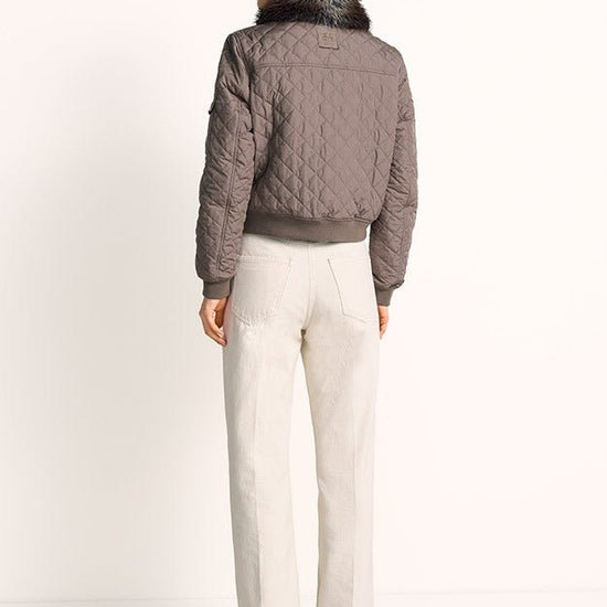 Young Ideas & Henmores -Diamond Quilt Fur Collar Jacket -646 Ash -8