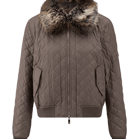 Young Ideas & Henmores -Diamond Quilt Fur Collar Jacket -646 Ash -8