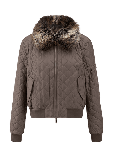 Young Ideas & Henmores -Diamond Quilt Fur Collar Jacket -646 Ash -8