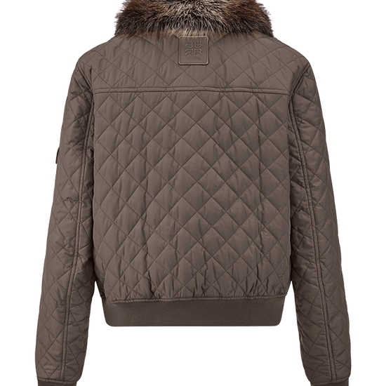 Young Ideas & Henmores -Diamond Quilt Fur Collar Jacket -646 Ash -8