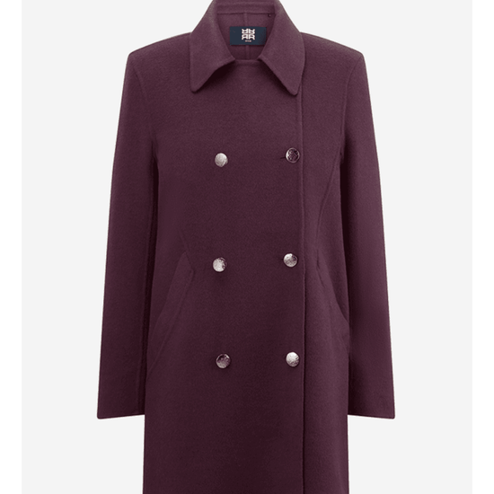 Young Ideas/Henmores - Double Breasted Mid Length Coat - 346 Burgundy - 10