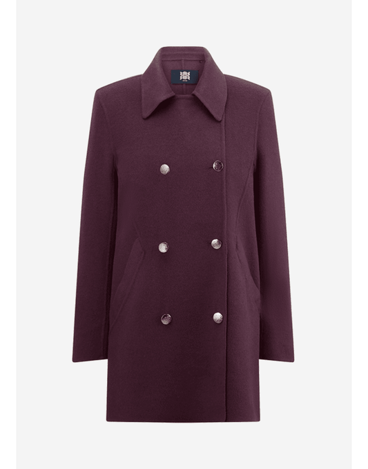Young Ideas/Henmores - Double Breasted Mid Length Coat - 346 Burgundy - 10