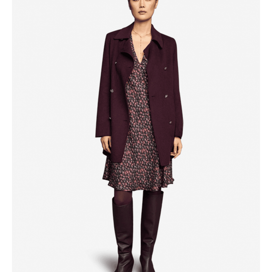 Young Ideas/Henmores - Double Breasted Mid Length Coat - 346 Burgundy - 10