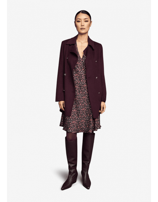 Young Ideas/Henmores - Double Breasted Mid Length Coat - 346 Burgundy - 10