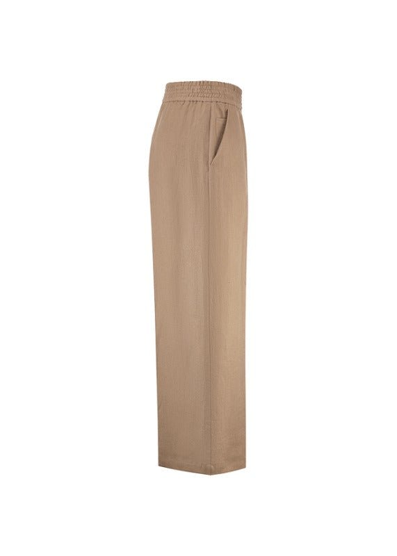Young Ideas & Henmores - Elasticated Waist Wide Leg Trousers - 606 Coconut Brown - 8