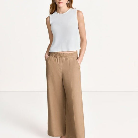 Young Ideas & Henmores - Elasticated Waist Wide Leg Trousers - 606 Coconut Brown - 8
