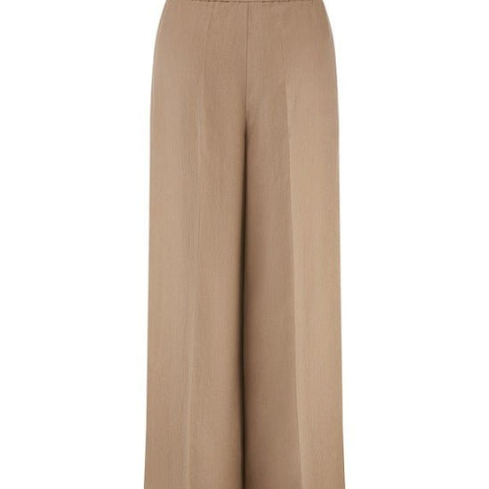 Young Ideas & Henmores - Elasticated Waist Wide Leg Trousers - 606 Coconut Brown - 8