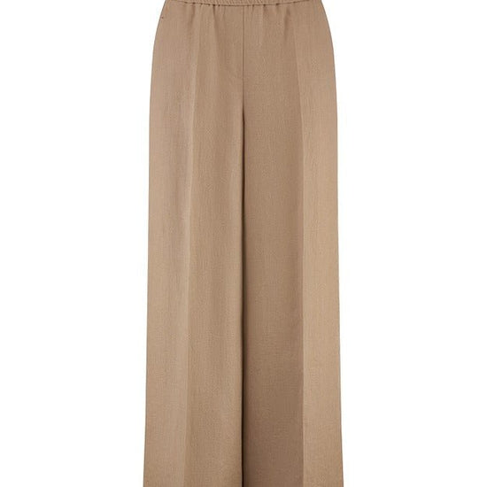 Young Ideas & Henmores - Elasticated Waist Wide Leg Trousers - 606 Coconut Brown - 8