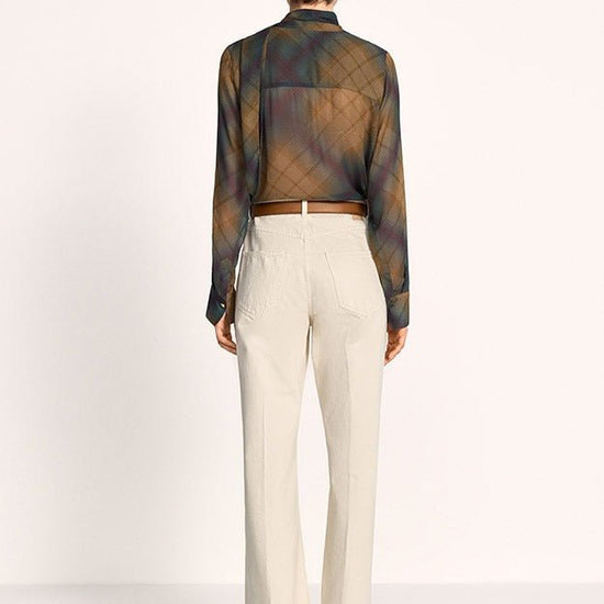 Young Ideas & Henmores -Faint Check Tie Neck Blouse -653 Pecan Multi -8