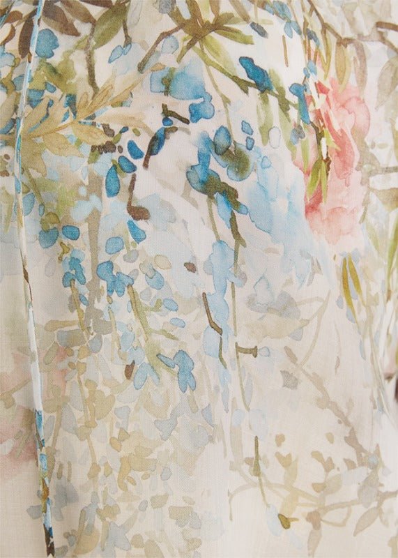 Young Ideas & Henmores - Floral Ruffle Collar Blouse - 184 Cream Multi - 8