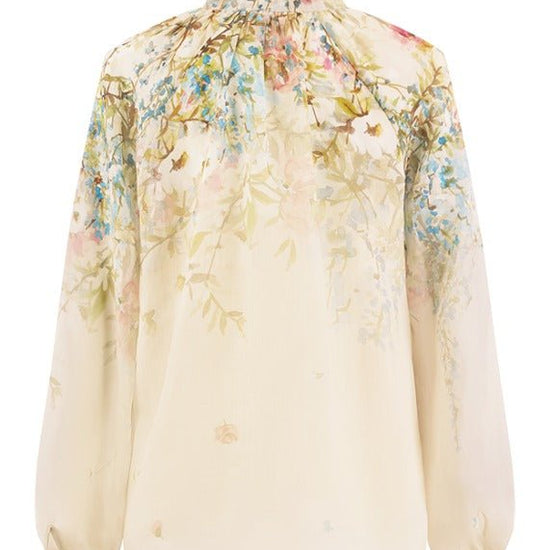 Young Ideas & Henmores - Floral Ruffle Collar Blouse - 184 Cream Multi - 8