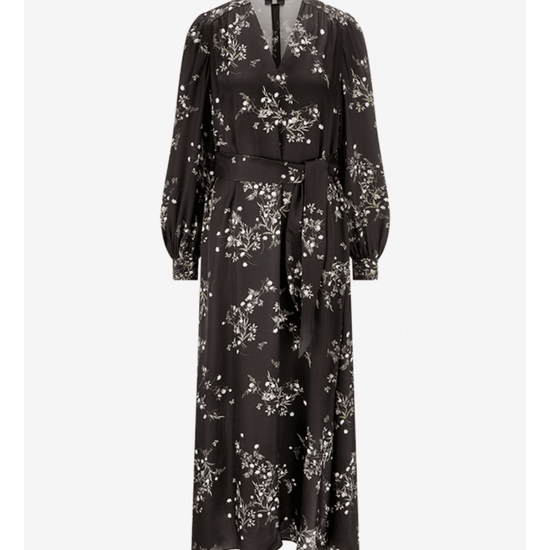 Young Ideas/Henmores - Floral Scatter V Neck Midi Dress - 692 Cacao Patterned - 8