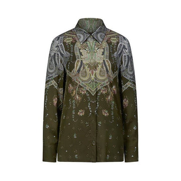 Young Ideas & Henmores -Flowing Tides Patterned Blouse -583 Olive -8
