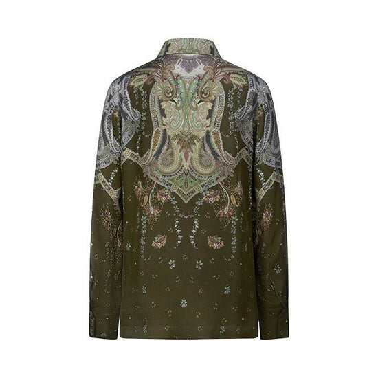 Young Ideas & Henmores -Flowing Tides Patterned Blouse -583 Olive -8
