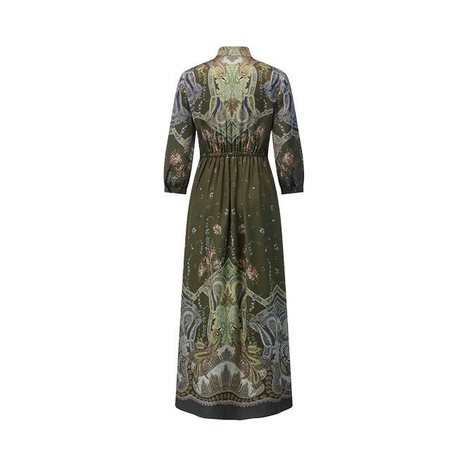 Young Ideas & Henmores -Flowing Tides Patterned Dress -583 Olive -8