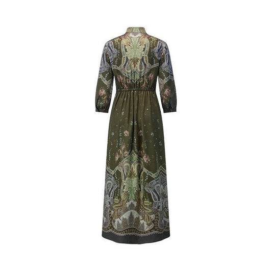 Young Ideas & Henmores -Flowing Tides Patterned Dress -583 Olive -8