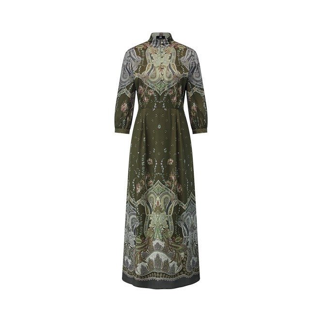Young Ideas & Henmores -Flowing Tides Patterned Dress -583 Olive -8