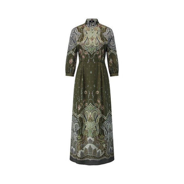 Young Ideas & Henmores -Flowing Tides Patterned Dress -583 Olive -8