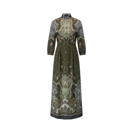 Young Ideas & Henmores -Flowing Tides Patterned Dress -583 Olive -8