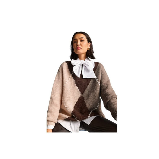 Young Ideas/Henmores - Fluffy Argyle Oversized Jumper - 689 Soil Patterned - 8