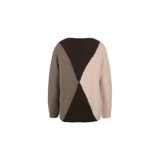 Young Ideas/Henmores - Fluffy Argyle Oversized Jumper - 689 Soil Patterned - 8