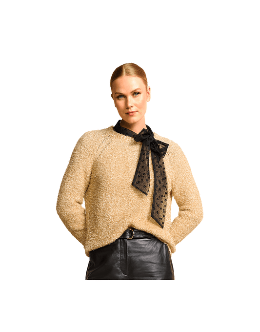 Young Ideas/Henmores - Glitter Crew Neck Jumper - 202 Gold - 10