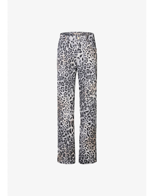 Young Ideas/Henmores - Himalaya Cheetah Print Straight Leg Jeans - 954 Grey Patterned - 8