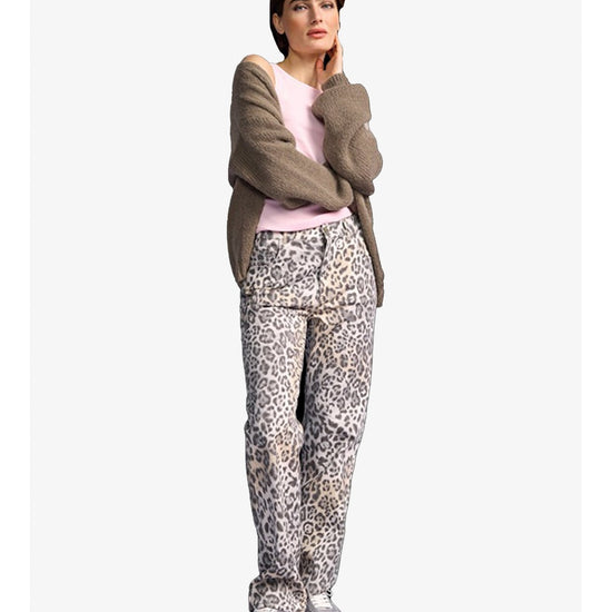 Young Ideas/Henmores - Himalaya Cheetah Print Straight Leg Jeans - 954 Grey Patterned - 8