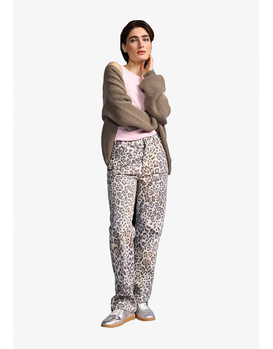 Young Ideas/Henmores - Himalaya Cheetah Print Straight Leg Jeans - 954 Grey Patterned - 8