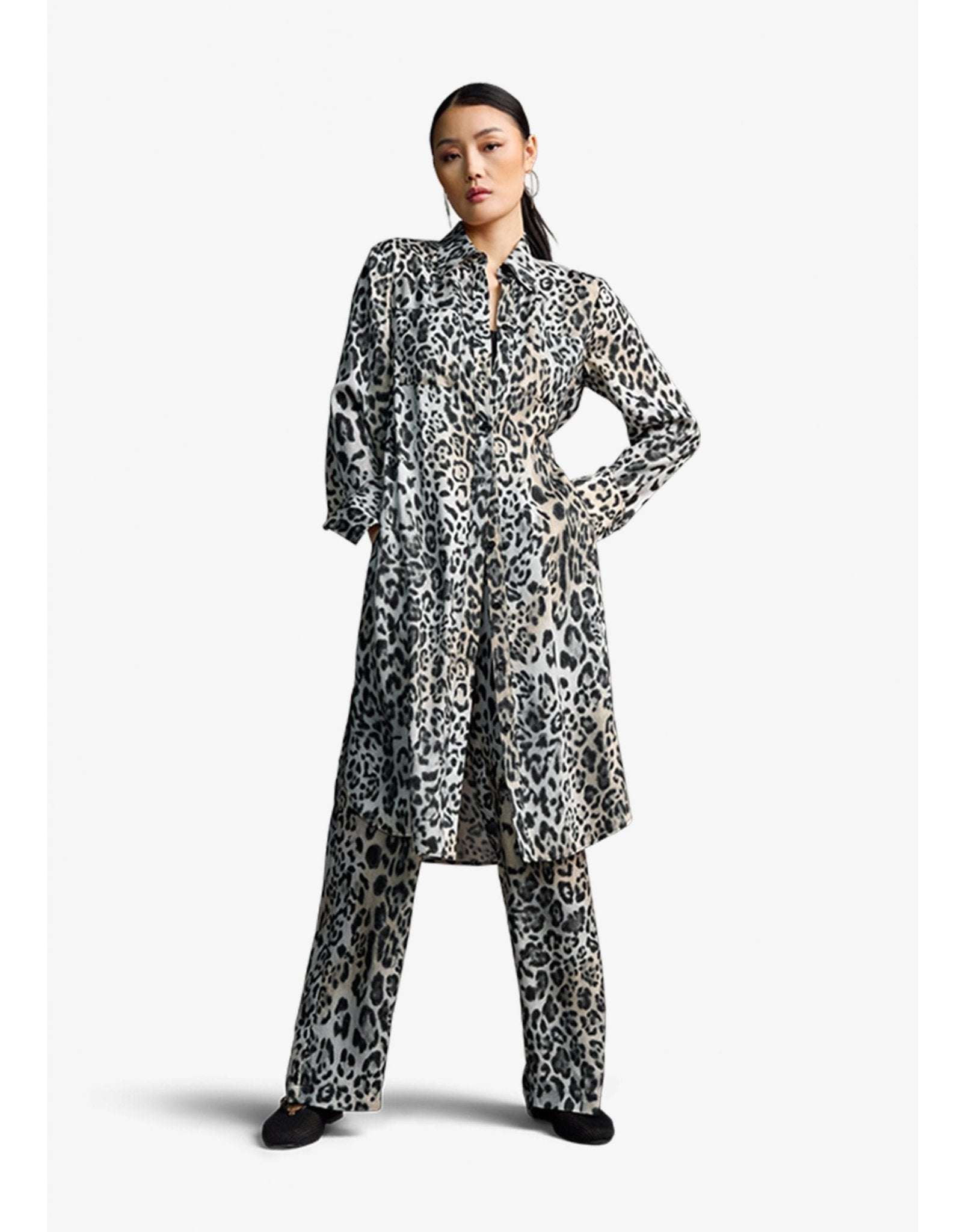 Young Ideas/Henmores - Himalaya Cheetah Print Tie Waist Dress - 954 Grey Patterned - 10