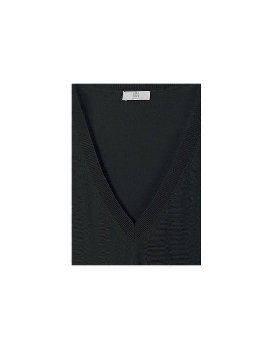 Young Ideas/Henmores - Large V Neck Ribbed Hem Jumper - 999 Black - 8